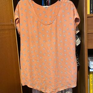 Large Coral and polka dot casual top
